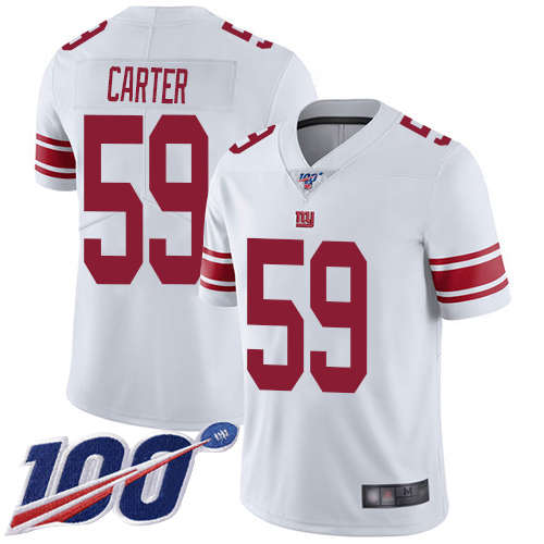 Men New York Giants 59 Lorenzo Carter White Vapor Untouchable Limited Player 100th Season Football NFL Jersey